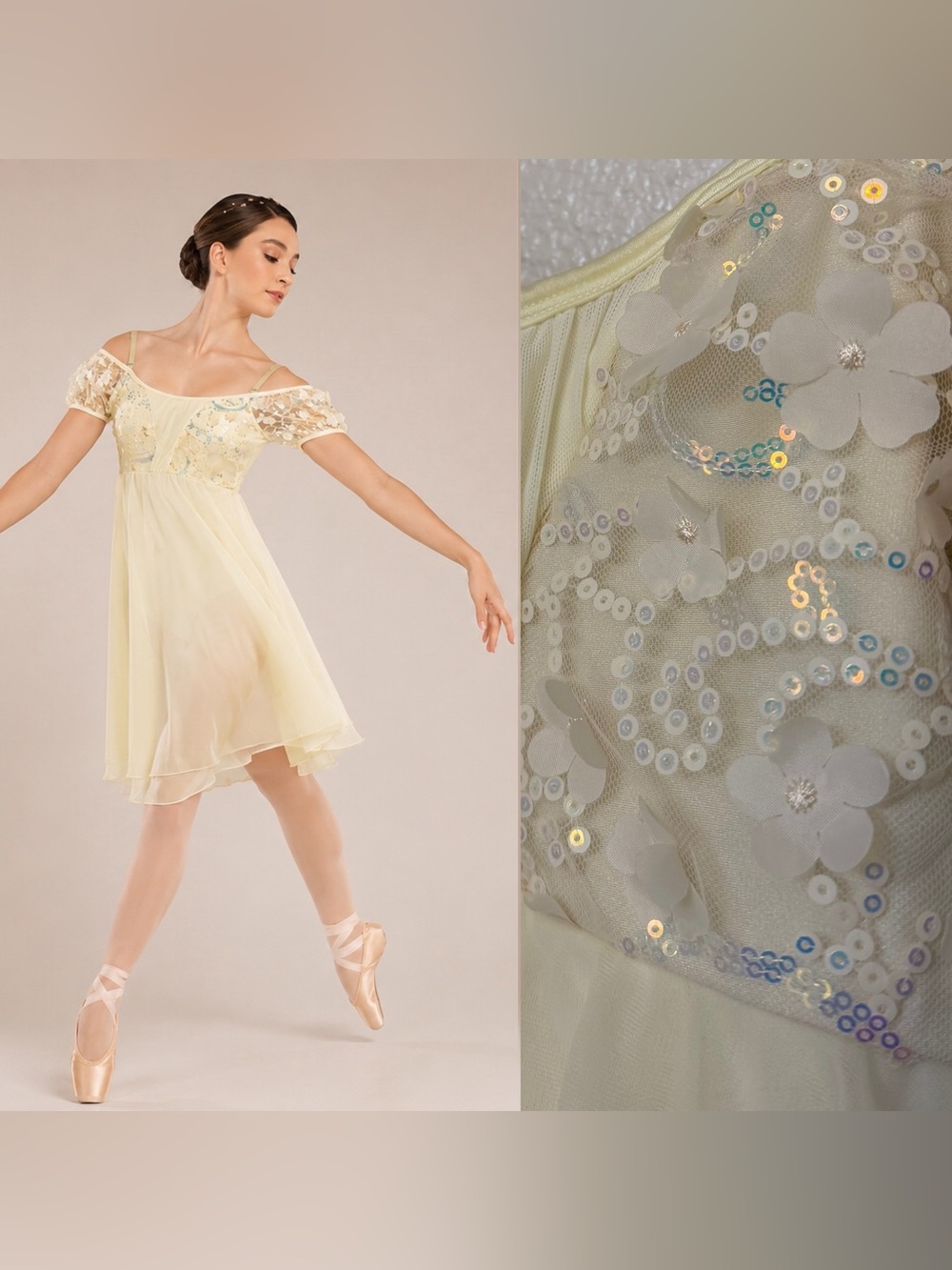 Revolution Dance Costume ivory sequin lyrical ballet INTERLUDE RC23930 LC child